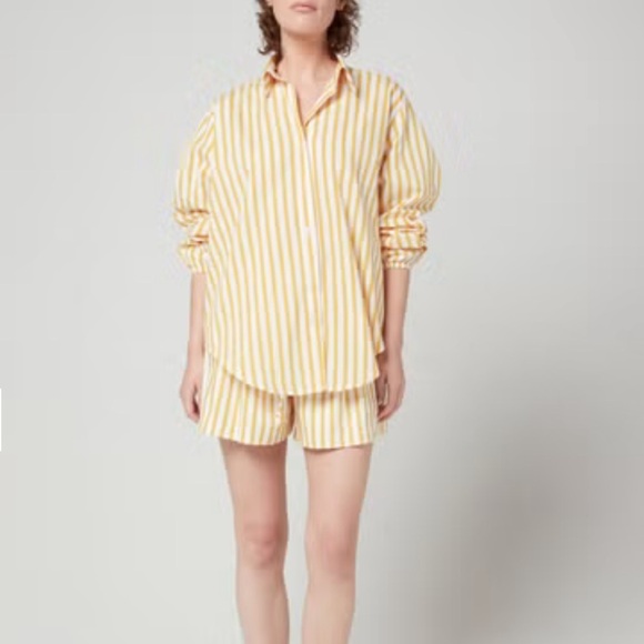 Faithfull The Brand Rylen Shirt Button Up Yellow Striped - Picture 1 of 7